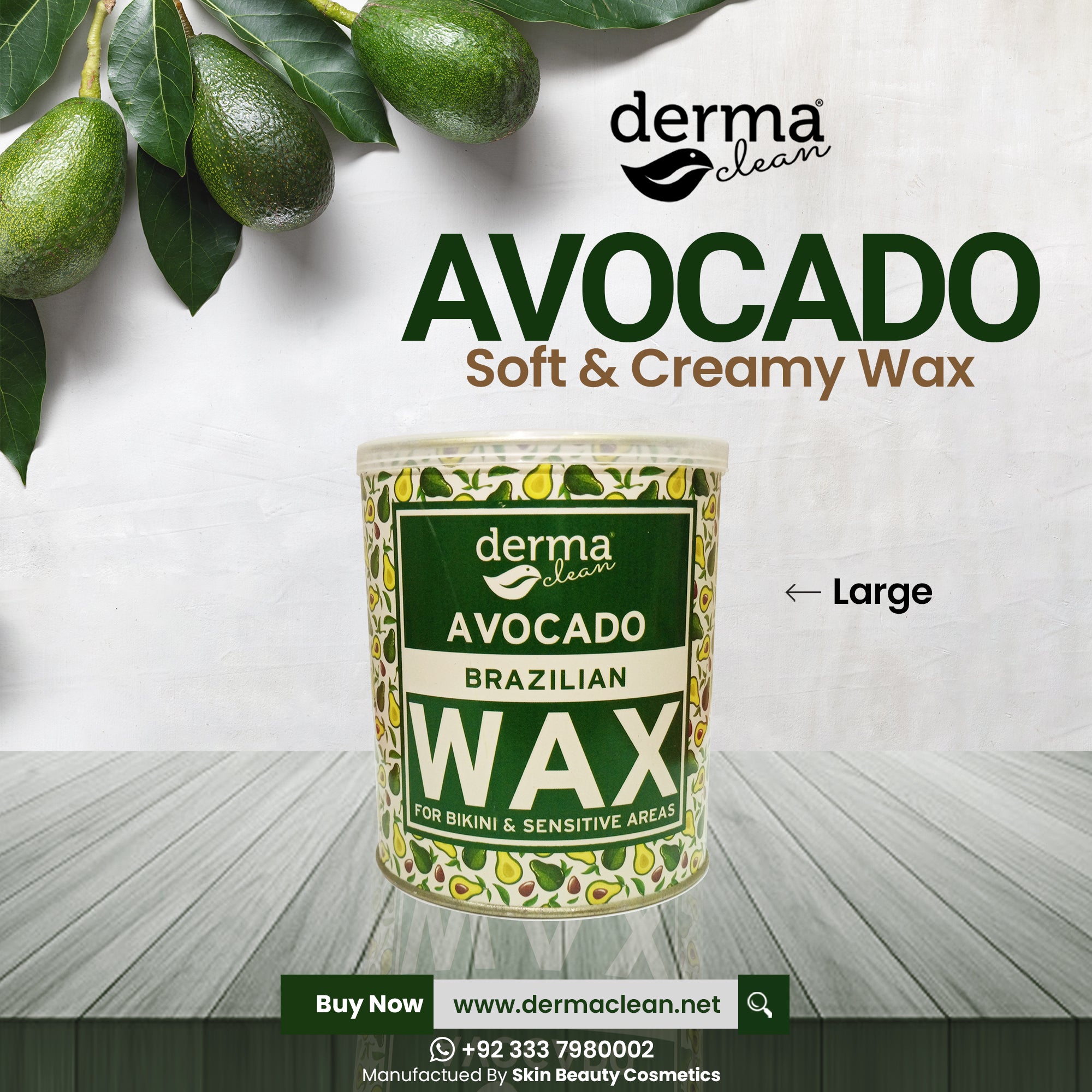 Derma clean avocado brazilian wax 800 grm