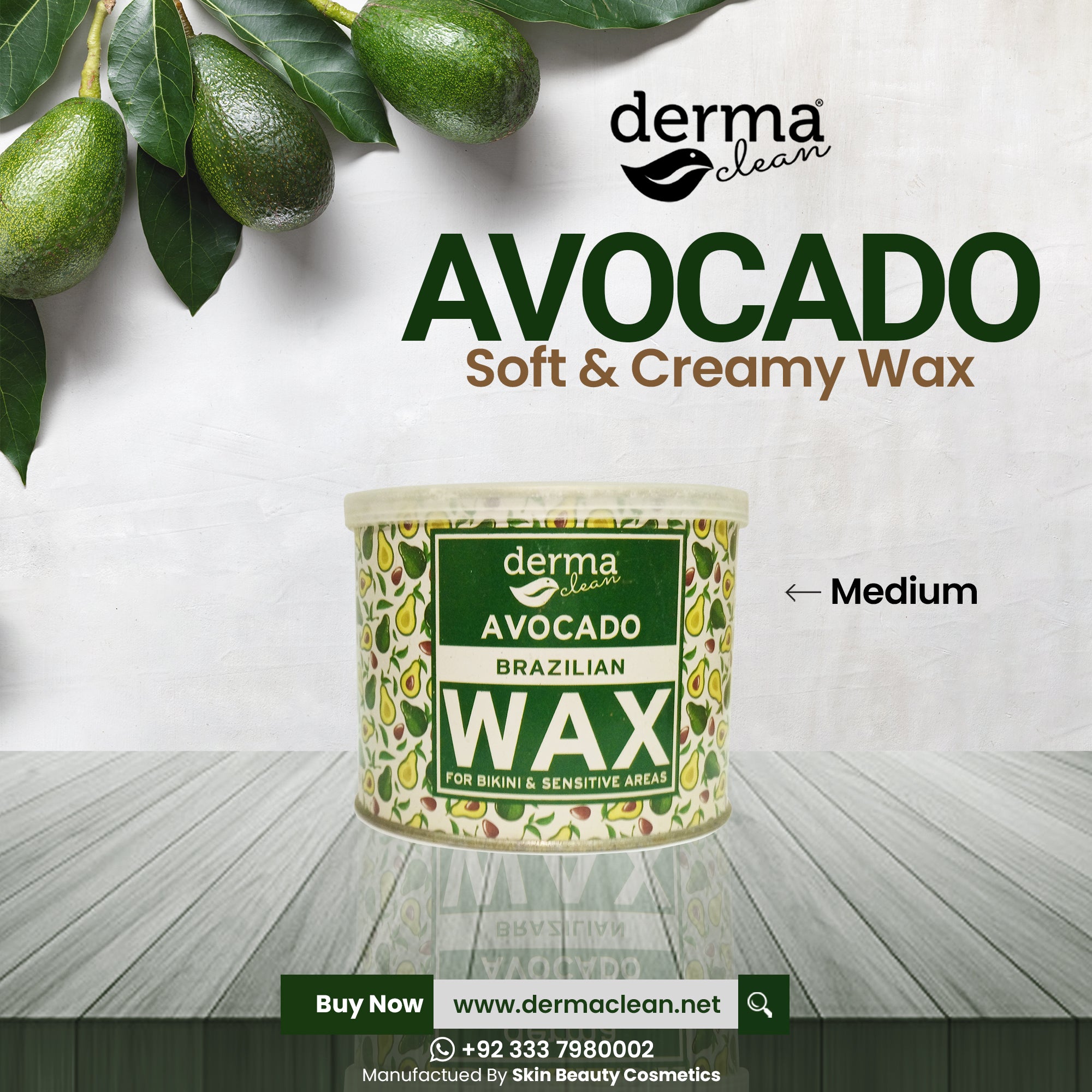 Derma clean avocado brazilian wax 400 grm