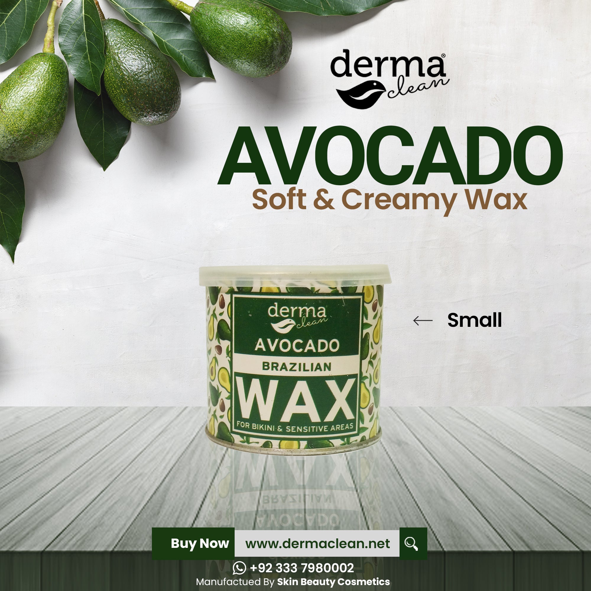 Derma clean avocado brazilian wax 250grm
