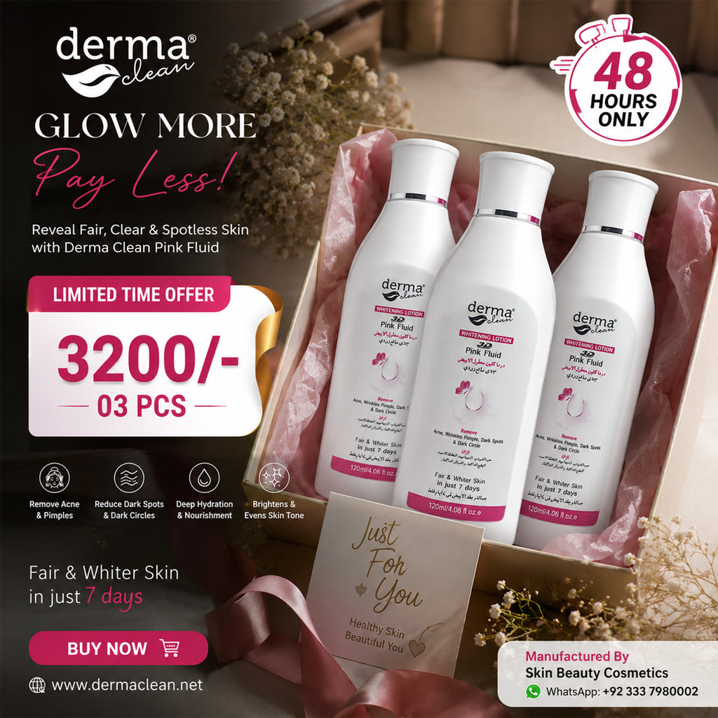 Dermaclean 3D Pink Fluid Whitening Lotion Bundle (3 Bottles) – Limited Time Offer
