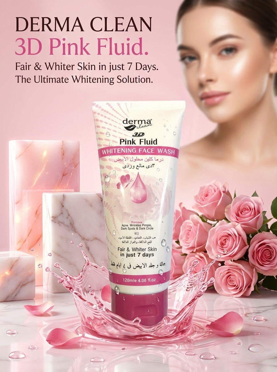 Derma clean 3d pink fluid face wash